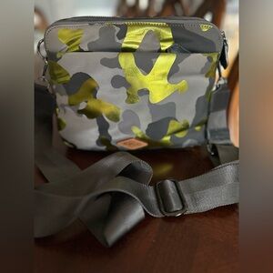 MZ Wallace Small Bowery Crossbody Bag, Metallic Citron Camoflage